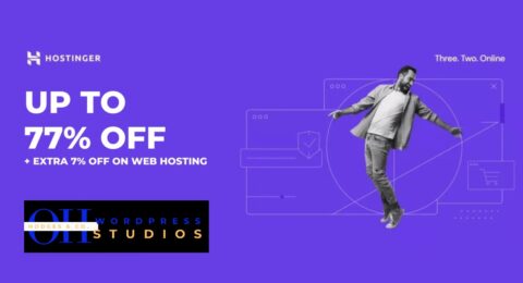 Hostinger web hosting 77% off sale promotion.